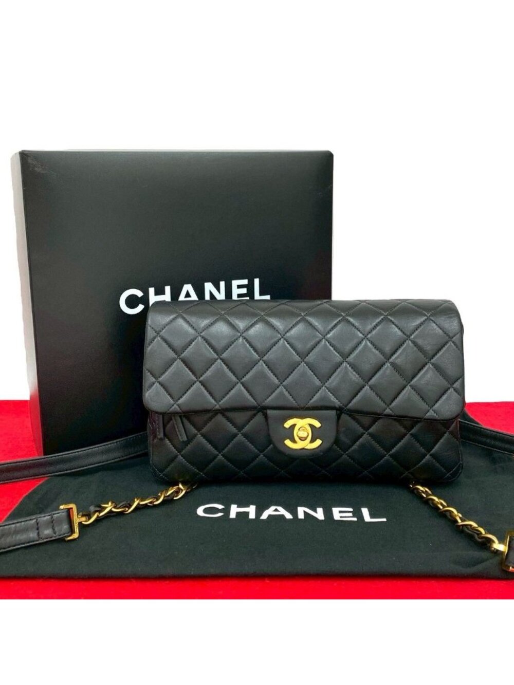 Chanel Quilted CC Logo Lambskin Leather Backpack Black